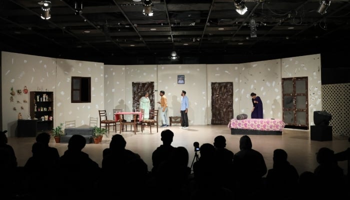 The image shows a glimpse from a performance of a drama during World Culture Festival 2025 at the Arts Council of Pakistan (ACP) on November 29, 2025. — Facebook@ACPKHI