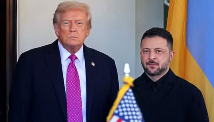 US President Donald Trump welcomes Ukrainian President Volodymyr Zelensky as he arrives for a meeting at the White House in Washington, DC, on October 17, 2025. — AFP