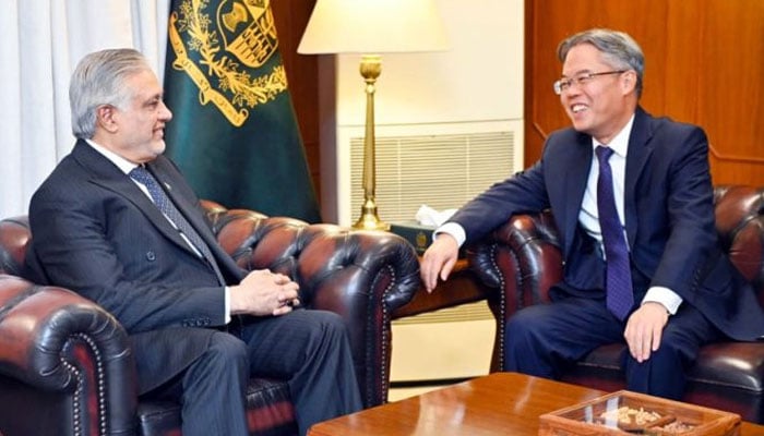 Chinese Ambassador to Pakistan Jiang Zaidong in meeting with Deputy Prime Minister/Foreign Minister Senator Mohammad Ishaq Dar. —APP