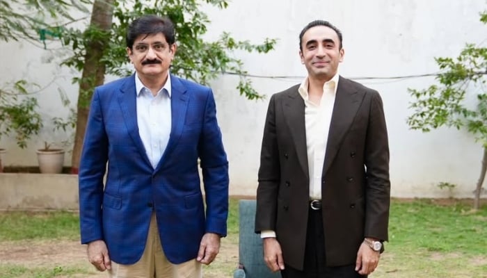 Sindh Chief Minister Syed Murad Ali Shah calls on Pakistan Peoples Party Chairman Bilawal Bhutto Zardari on Tuesday at the Bilawal House on December 2, 2025. — Facebook@Bilawalhouse