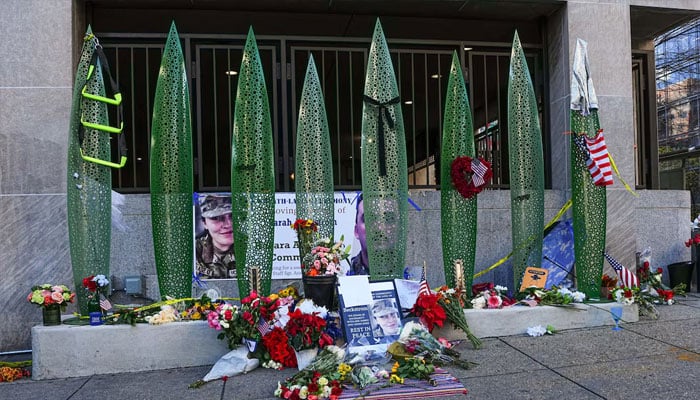A makeshift memorial at the site of a shooting of two National Guard members in Washington, US, December 1, 2025.—Reuters
