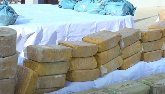 A representational image of seized drugs. — Screengrab via YouTube/@PakistanNavy/File