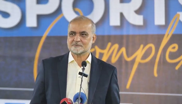 Jamaat-e-Islami (JI) chief Hafiz Naeem-ur-Rehman speaks at an event at Alkhidmat Sports Complex on December 5, 2025. — Screengrab via Facebook@alkhidmat.org