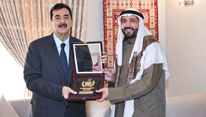 Sohail Al-Zarooni, philanthropist and Chairman of the Al-Zarooni Group of Companies (UAE), meets with Senate Chairman Syed Yousaf Raza Gilani (left) at his residence on December 5, 2025. — APP