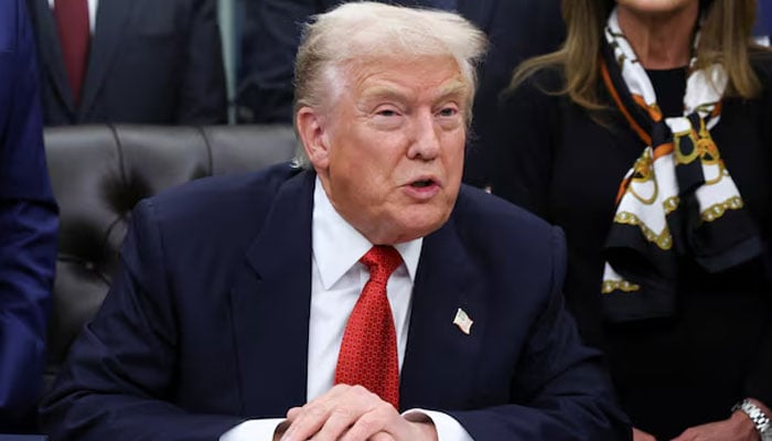 US President Donald Trump speaks inside the Oval Office at the White House in Washington, DC, November 12, 2025.—Reuters