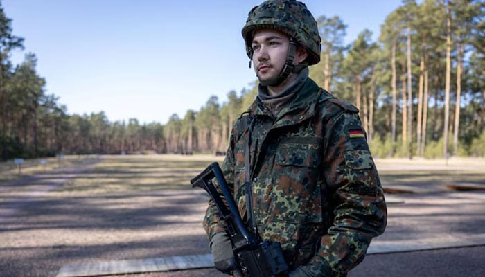 German reservist Hannes stands for a portrait after completing shooting training at barracks in Beelitz near Berlin, Germany, March 6, 2025. —Reuters
