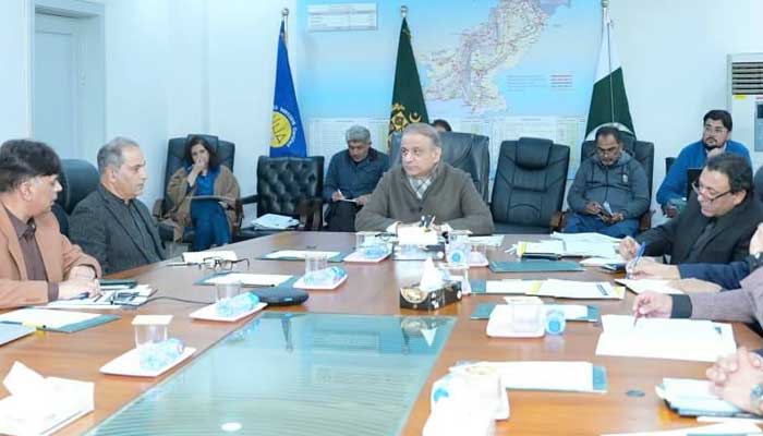 Federal Minister for Communications Abdul Aleem Khan chairs a high-level meeting of the National Highway Authority (NHA). — Facebook/@nhapakofficial