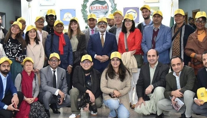 Managing Director PBM, Senator Capt. Shaheen Khalid Butt poses with senior Friedrich Ebert Stiftung officials at PBM Headquarters in Islamabad, on December 4, 2025. — Facebook@baitulmalpk