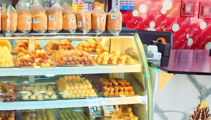 This representational image shows bakery and sweets items being displayed for sale. — Screengrab via Facebook@ChowkasNagri/File