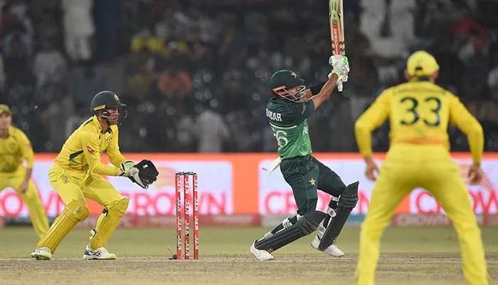 Pakistans Babar Azam plays a shot during match against Australia. — PCB/File