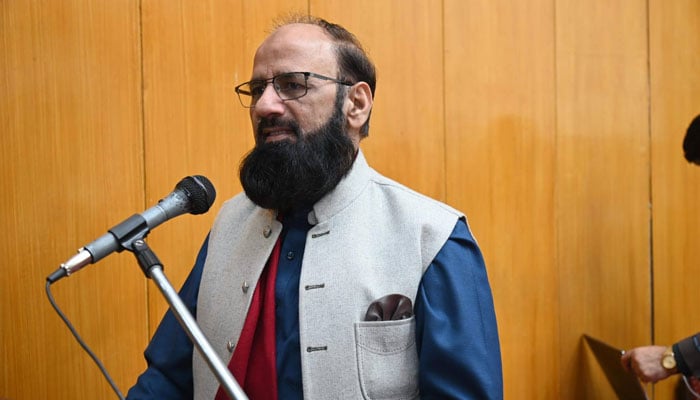 FJMU VC Prof Khalid Masood Gondal, addresses an event on December 9, 2025. — Facebook@fjmuofficial