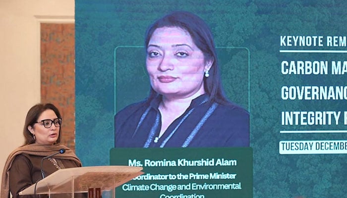 Coordinator to the Prime Minister on Climate Change, Romina Khurshid Alam, addresses a workshop organised by Transparency International Pakistan on December 9, 2025. — INP
