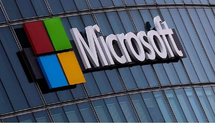 A view shows a Microsoft logo at Microsoft offices in Issy-les-Moulineaux near Paris, France, March 21, 2025.—Reuters