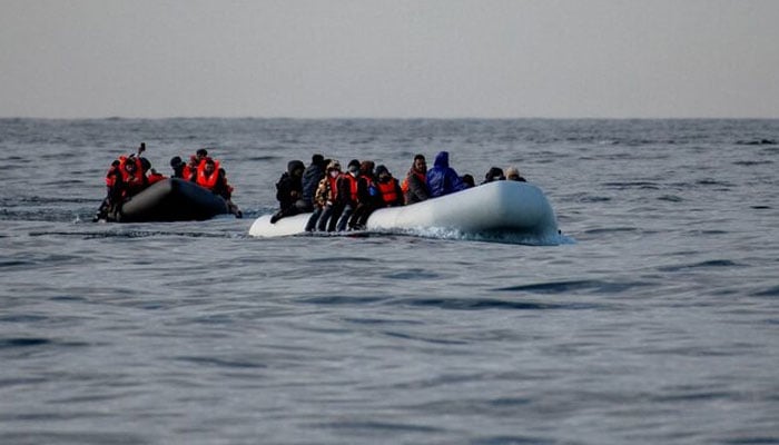 Two inflatable dinghies carrying migrants make their way towards England in the English Channel, Britain, May 4, 2024.—Reuters