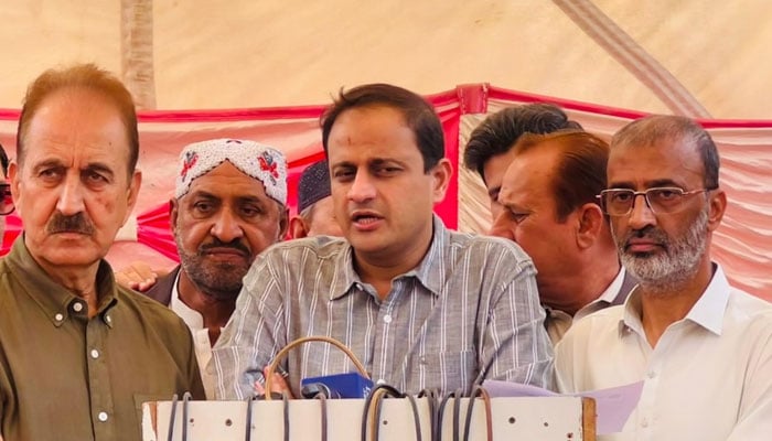 Karachi Mayor Barrister Murtaza Wahab addresses the media during an inauguration ceremony in North Nazimabad, Karachi, on December 13, 2025. — Facebook@barristermurtazawahabofficial