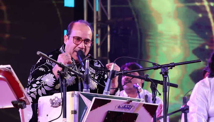 Singer Rahat Fateh Ali Khan performs at a musical concert organised by the Arts Council of Pakistan (ACP) in Karachi on December 13, 2025. — Facebook@ACPKHI