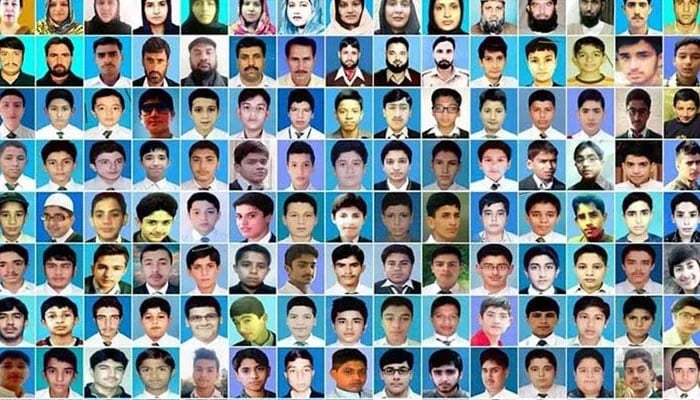 A collage of Army Public School (APS) martyrs. — Radio Pakistan/File