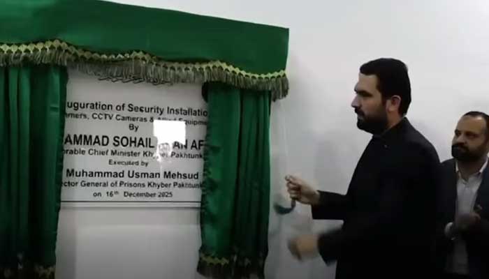 Khyber Pakhtunkhwa Chief Minister Muhammad Sohail Afridi inaugurates modern security system at Central Jail Peshawar on Deember 16, 2025. — Screengrab via Facebook/@KPChiefMinister