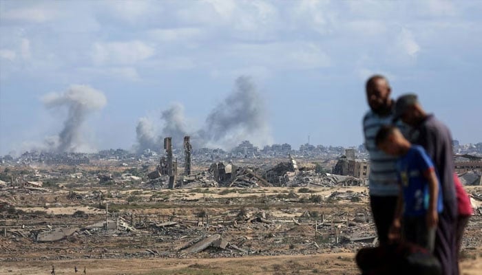 Smoke rises following explosions during the Israeli military offensive in Gaza City, as seen from the central Gaza Strip.—Reuters