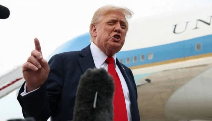 US President Donald Trump speaks to media before boarding on Air Force One. — Reuters/File