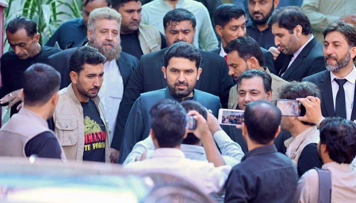 Khyber Pakhtunkhwa Chief Minister Sohail Afridi talking to media persons on October 16, 2025. — Facebook@ImMuhammadSohailAfridi