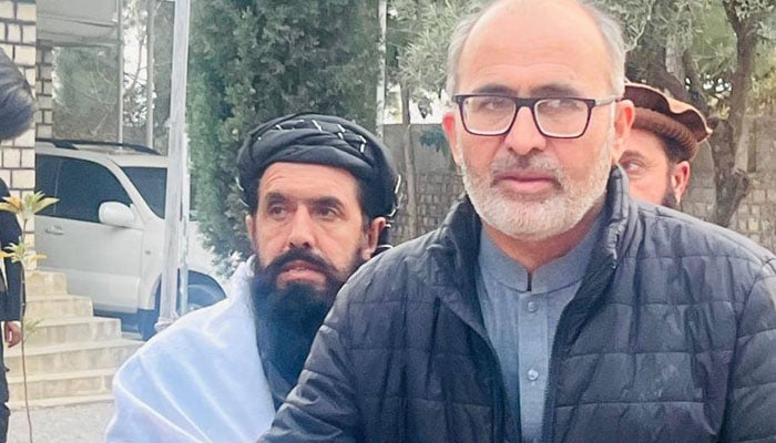 Kohat Division Commissioner Syed Motasim Billah Shah (right) visits the tribal district of Kurram on December 17, 2025. — Facebook@Commissioner Kohat Division, Kohat