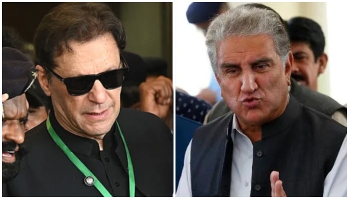 This collage shows PTI Chairman Imran Khan (left) and former foreign minister Shah Mehmood Qureshi. — AFP/APP/File
