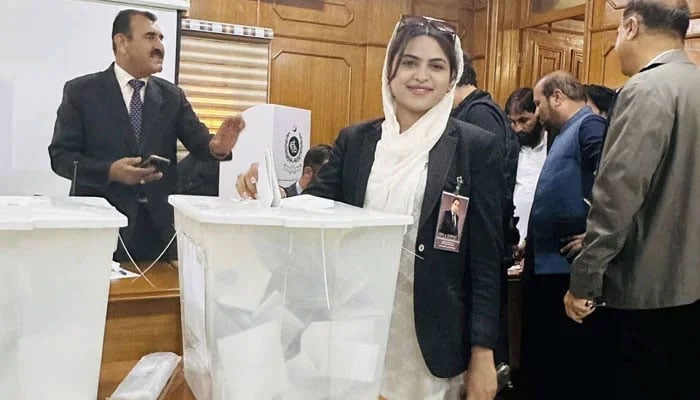 This representational image shows a lawyer casting her vote in a bar association election. — Facebook@AdvAsterMehak/File