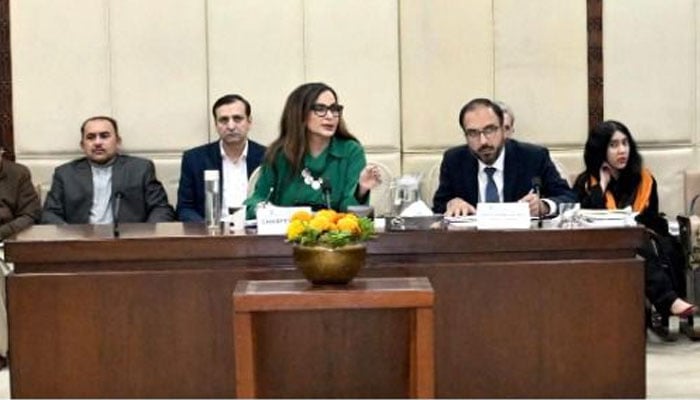 Chairperson of the Senate Standing Committee on Climate Change, Senator Sherry Rehman, presides over a meeting of the committee at the Parliament House on December 18, 2025. — Facebook@Pakistansenate