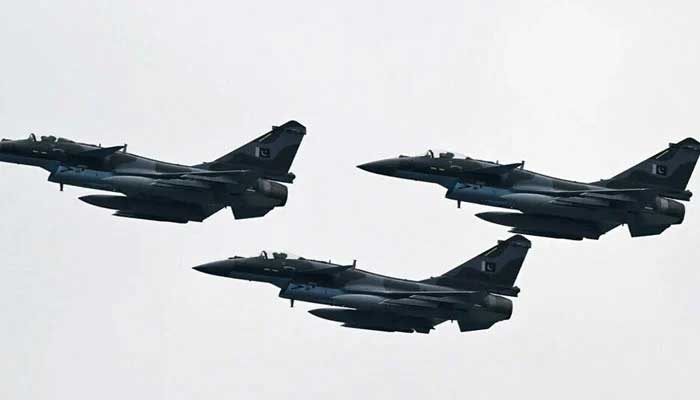 Pakistan Air Force J-10C fighter jets, developed by Chinas Chengdu Aircraft corporation. — AFP/File