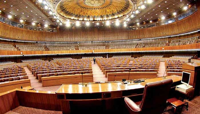 A general view of National Assembly chamber inside the Parliament House in Islamabad. — Radio Pakistan/File