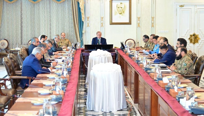 Prime Minister Muhammad Shehbaz Sharif chairing a meeting of the National Security Committee in Islamabad on 24 April, 2025.—NSD website