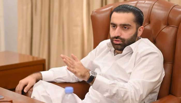 Sindh Transport and Information Minister Sharjeel Inam Memons son, Rawal Memon, gestures as he speaks to someone on February 16, 2025. — Facebook@rawalinamsharjeel