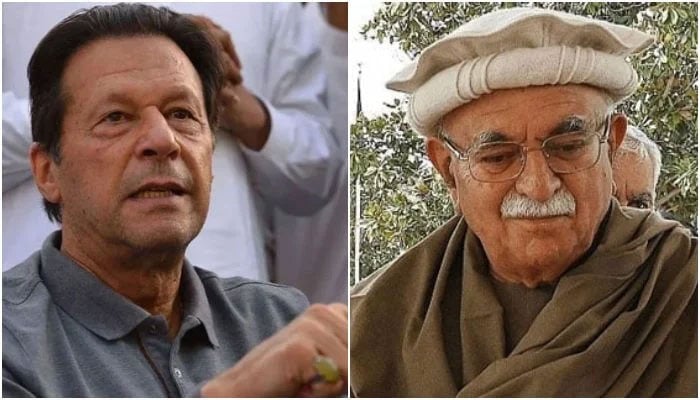 PTI founder Imran Khan and Mahmood Khan Achakzai. —AFP/File