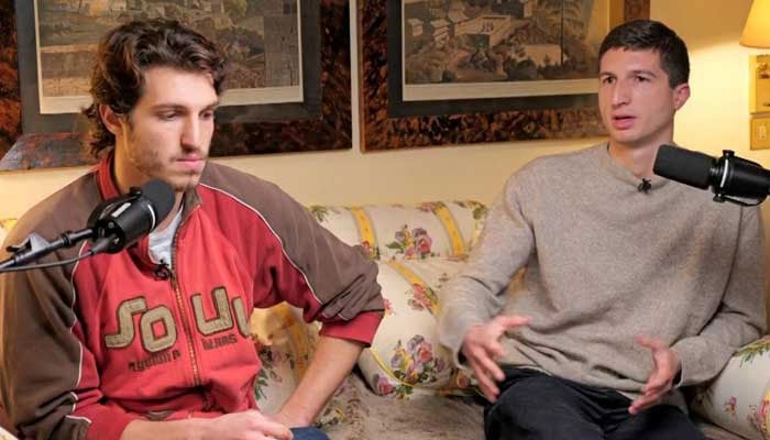 PTI founder Imran Khans sons Kasim Khan (left) and Sulaiman Khan speak during an interview with Sky News. — Sky News/File