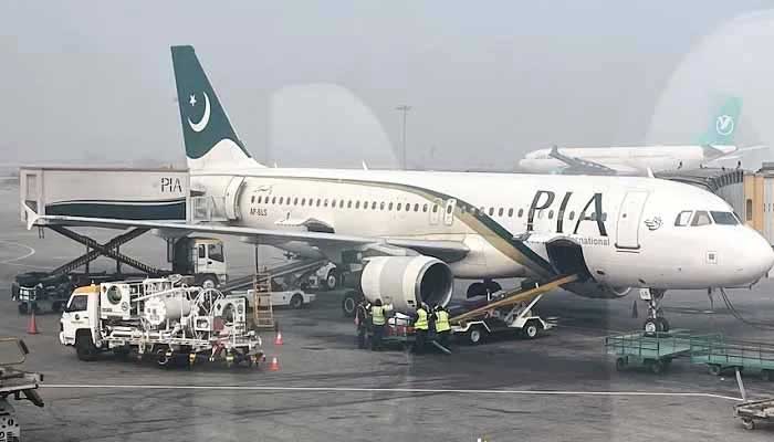A Pakistan International Airlines (PIA) plane at Allama Iqbal International Airport in Lahore, Pakistan January 29, 2024. — Reuters