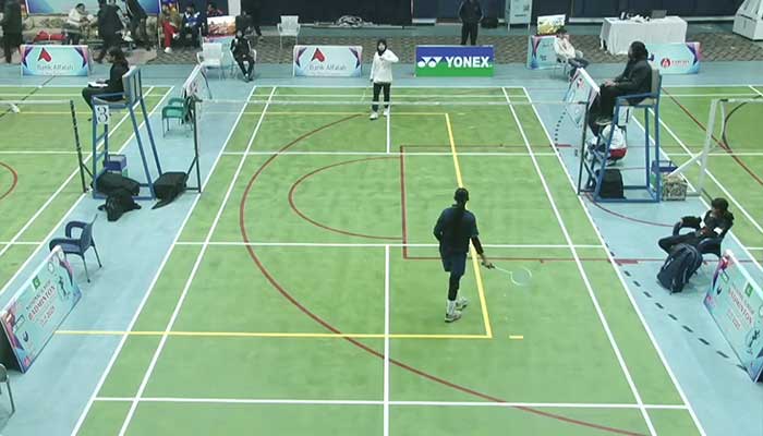 Players in action during National Junior Badminton Championship inaugurated at the Nishtar Park Sports Complex Gymnasium Hall, Lahore, on December 27, 2025. — Screengrab via Facebook/@pbflahore