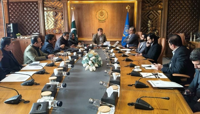 Chairman CDA Muhammad Ali Randhawa chairs a meeting regarding the digitisation of land records in Islamabad at the CDA Headquarters on December 29, 2025. — Facebook@cda.isb.pk