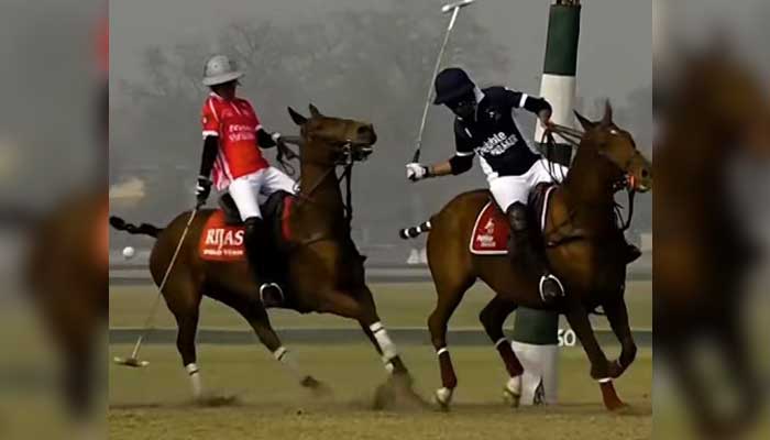 Players in action during 6th Allama Iqbal Polo Cup 2025 at the Jinnah Polo Fields, Lahore. — Screengrab via Facebook/@Jinnahpolofields