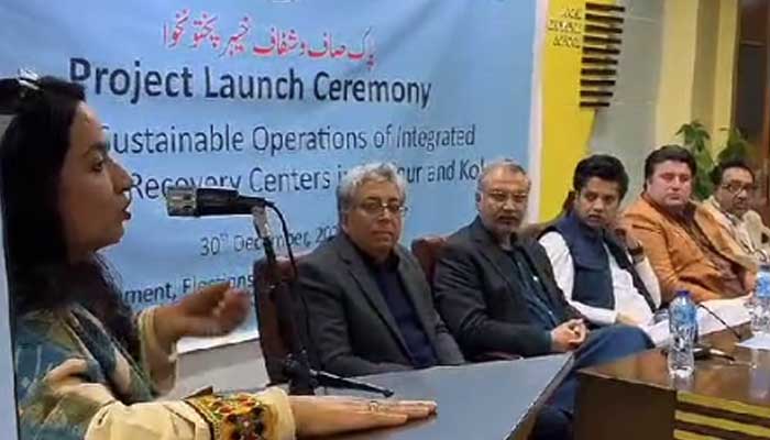 Khyber Pakhtunkhwa government launches pilot project aimed at ensuring the sustainable operation of Integrated Resource and Recovery Centres (IRRCs) in Kohat and Haripur. — Screengrab via Facebook/@infoKPGovt