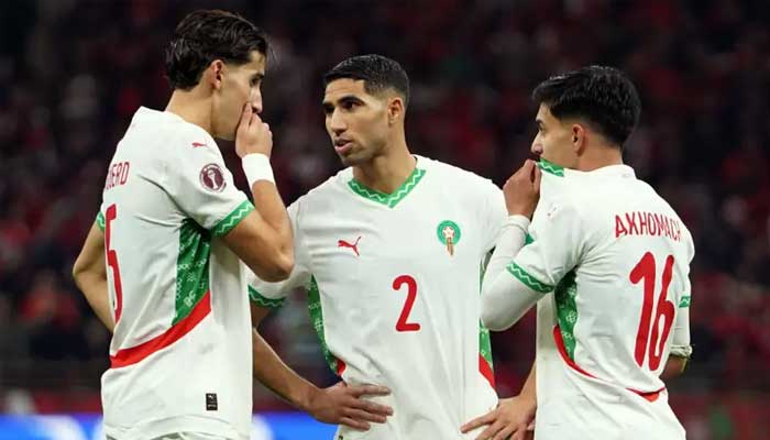 Morocco’s Achraf Hakimi with teammates at the Africa Cup of Nations Group A Zambia v Morocco match at the Prince Moulay Abdellah Stadium in Rabat, Morocco on December 29, 2025. — Reuters