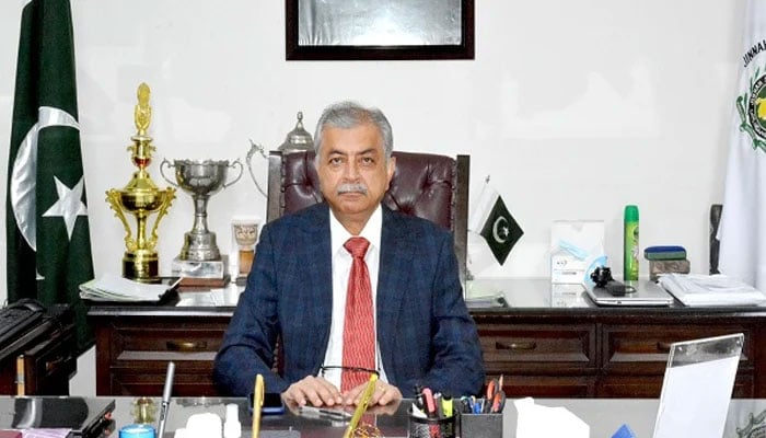 Professor Amjad Siraj Memon, Vice-Chancellor (VC) of Jinnah Sindh Medical University, can be seen in this picture, seated in his office. — Jinnah Sindh Medical University