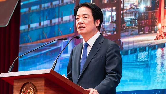 This handout photo taken and released by the Taiwan Presidential Office on January 1, 2026 shows Taiwanese President Lai Ching-te delivering a New Years Day speech at the presidential hall in Taipei. — AFP