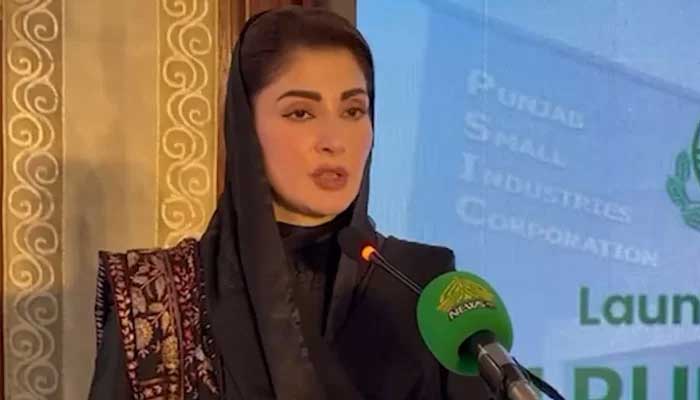 Punjab Chief Minister Maryam Nawaz addressing at the inauguration ceremony of the Asaan Karobar Finance Scheme on January 16, 2025. — Screengrab via Facebook@TheMaryamNSharif