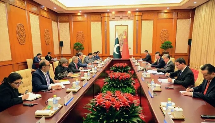 Deputy Prime Minister Ishaq Dar and Chinese Foreign Minister Wang Yi co-chair the 7th round of the Pakistan-China Foreign Mini­sters’ Strategic Dialogue on January 4, 2026. —Foreign Office
