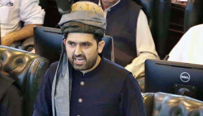 KP CM Sohail Afridi speaks during an assembly session on October 13, 2025. — APP