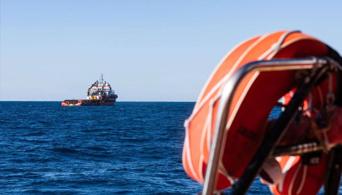 This photograph shows the oil tanker the Maridive 703 sailing in the search-and-rescue zone of the international waters between Malta and Tunisia, on December 31, 2025. —AFP