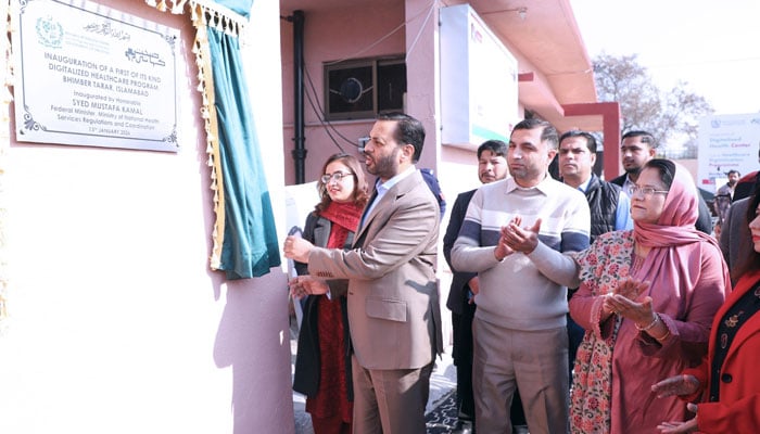Federal Minister for National Health Services, Syed Mustafa Kamal, inaugurates the third Digitalised Healthcare-Telemedicine Centre at Bhambar Tarar on the outskirts of Islamabad on January 14, 2025. — Facebook@KamalMQM