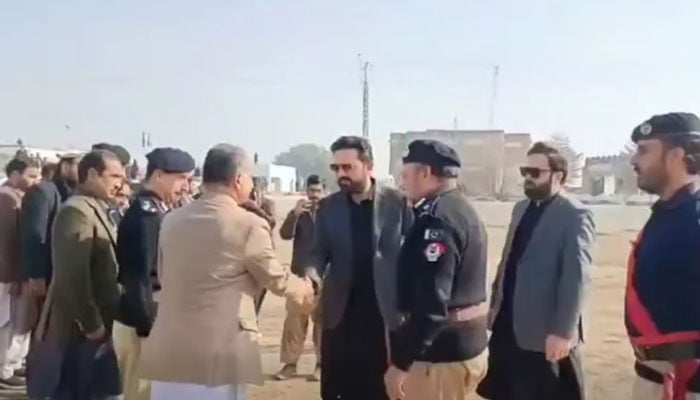 Khyber Pakhtunkhwa Chief Minister Sohail Afridi visits the Tank Police Lines on January 14, 2025. — Screengrab via Facebook@KPChiefMinister