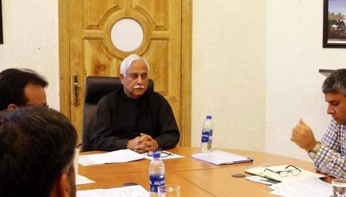 President of the Abbottabad Chamber of Commerce and Industry, Iftikhar Ahmad, in a meeting. — Facebook@HajiIftikharAhmed123/File